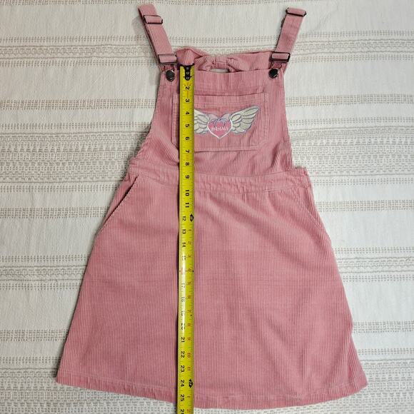 Hot Topic Pink Corduroy Heart Wings Overall Dress Size Small - Picture 4 of 6